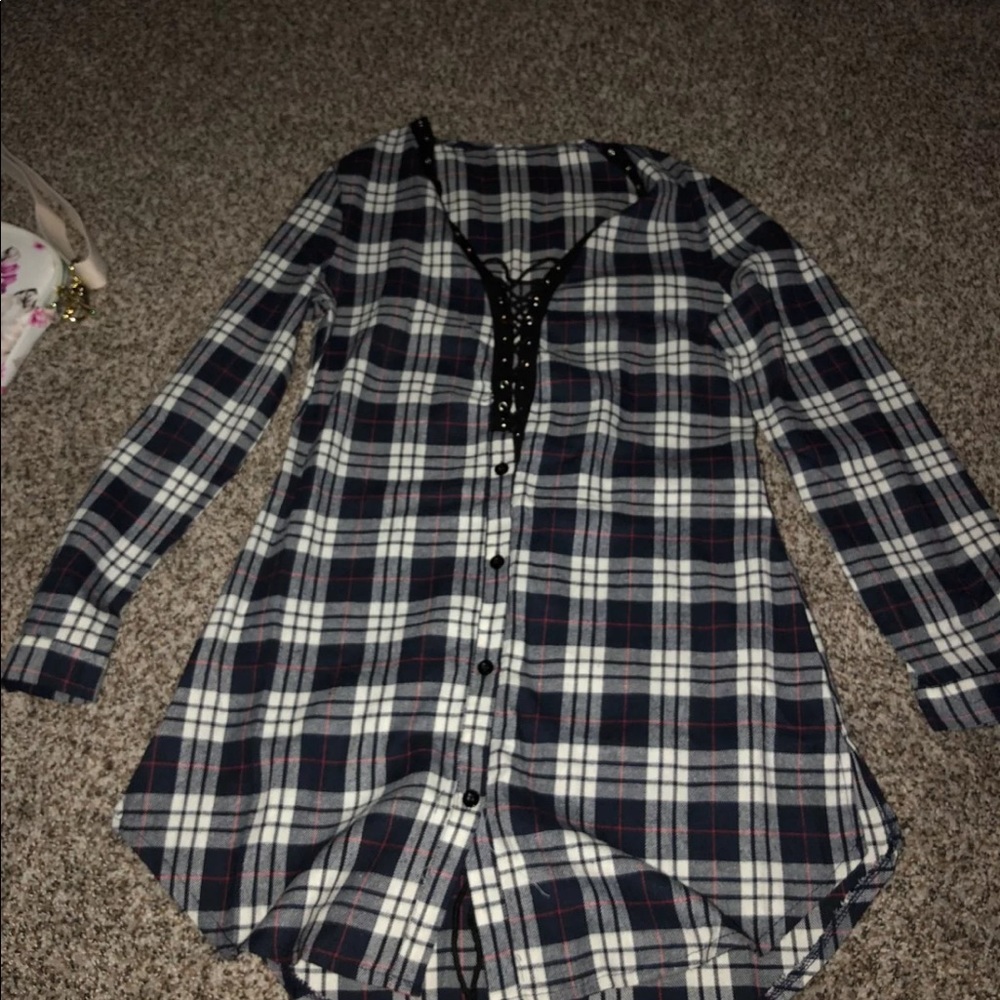 Flannel lace up top